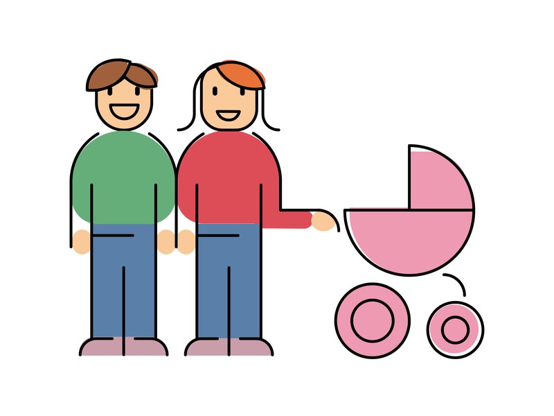 Eltern mit Kinderwagen